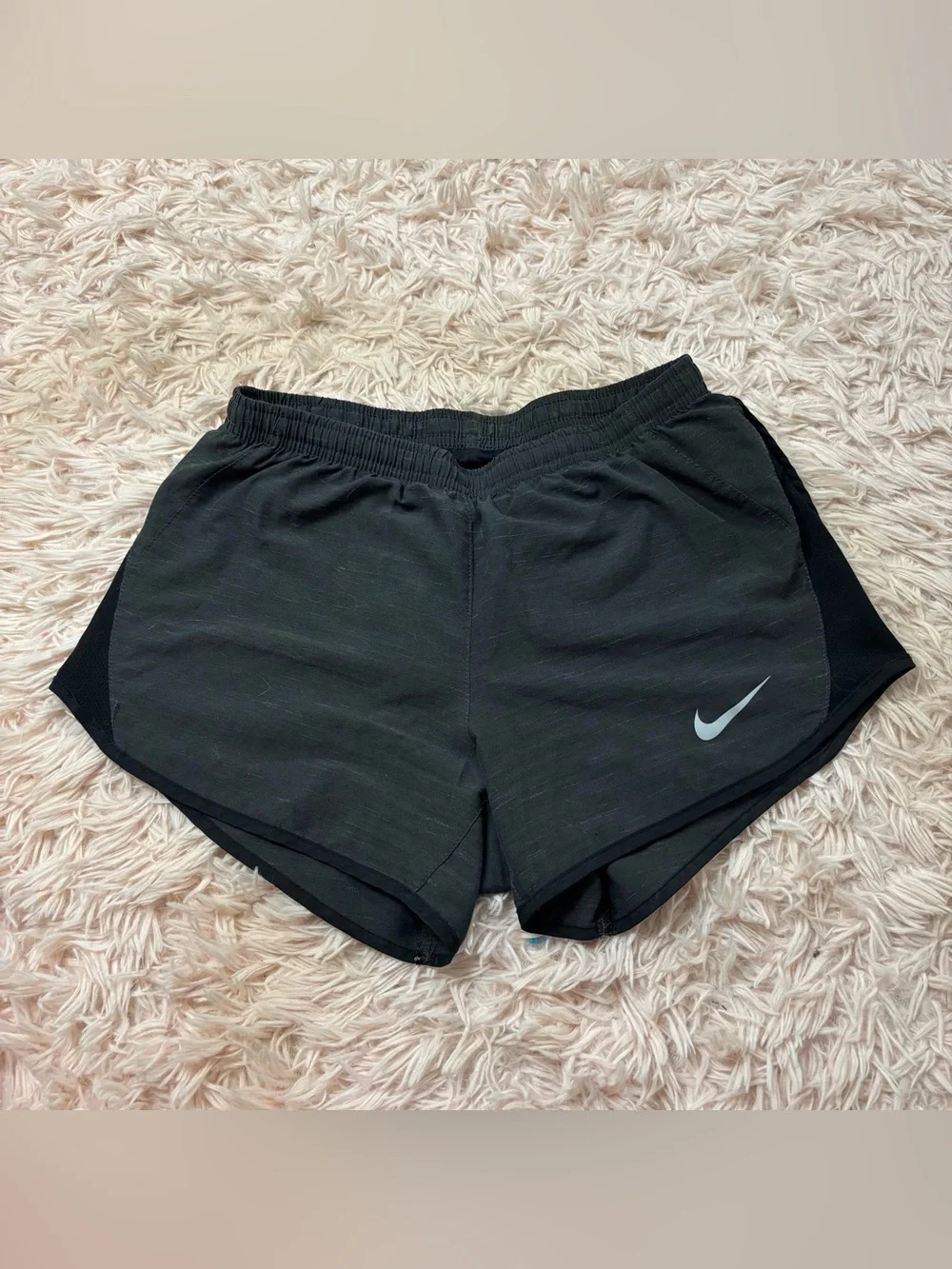 Nike Women's Black Athletic Shorts with White Swoosh